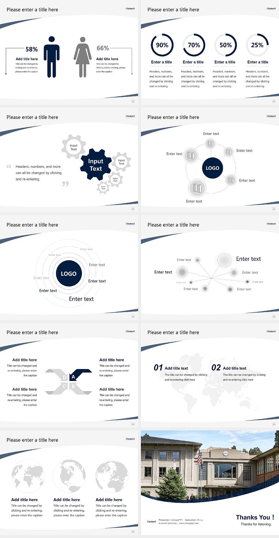 Bushnell University Course/Courseware Creation PPT Template4:3 ratio PPT effect preview image4