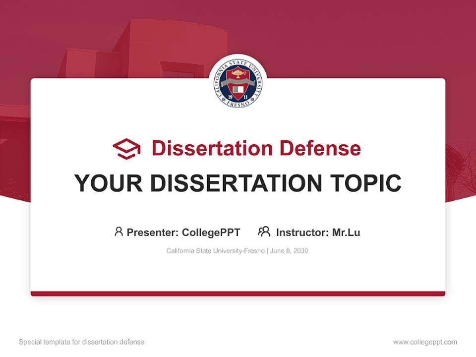 California State University-Fresno Graduation Thesis Defense PPT Template4:3 ratio PPT effect preview image7