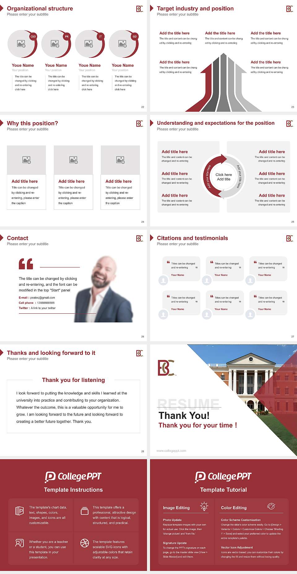Bridgewater College Resume PPT Template4:3 ratio PPT effect preview image4