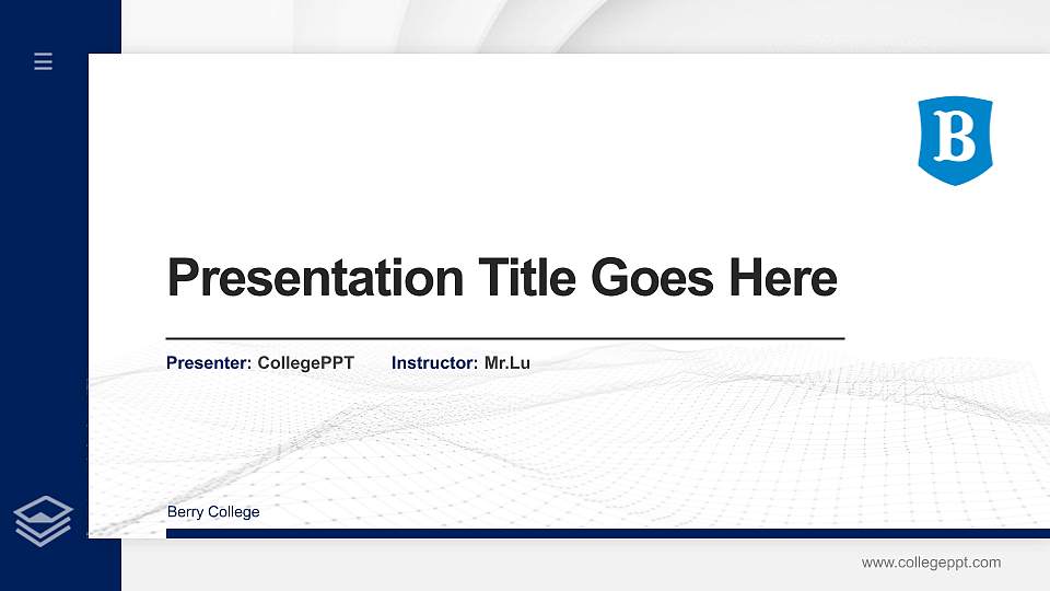 Berry College Thesis Proposal/Graduation Defense PPT Template16:9 ratio PPT effect preview image