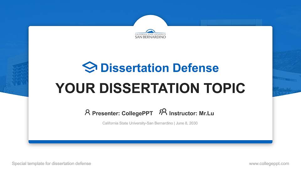 California State University-San Bernardino Graduation Thesis Defense PPT Template16:9 ratio PPT effect preview image