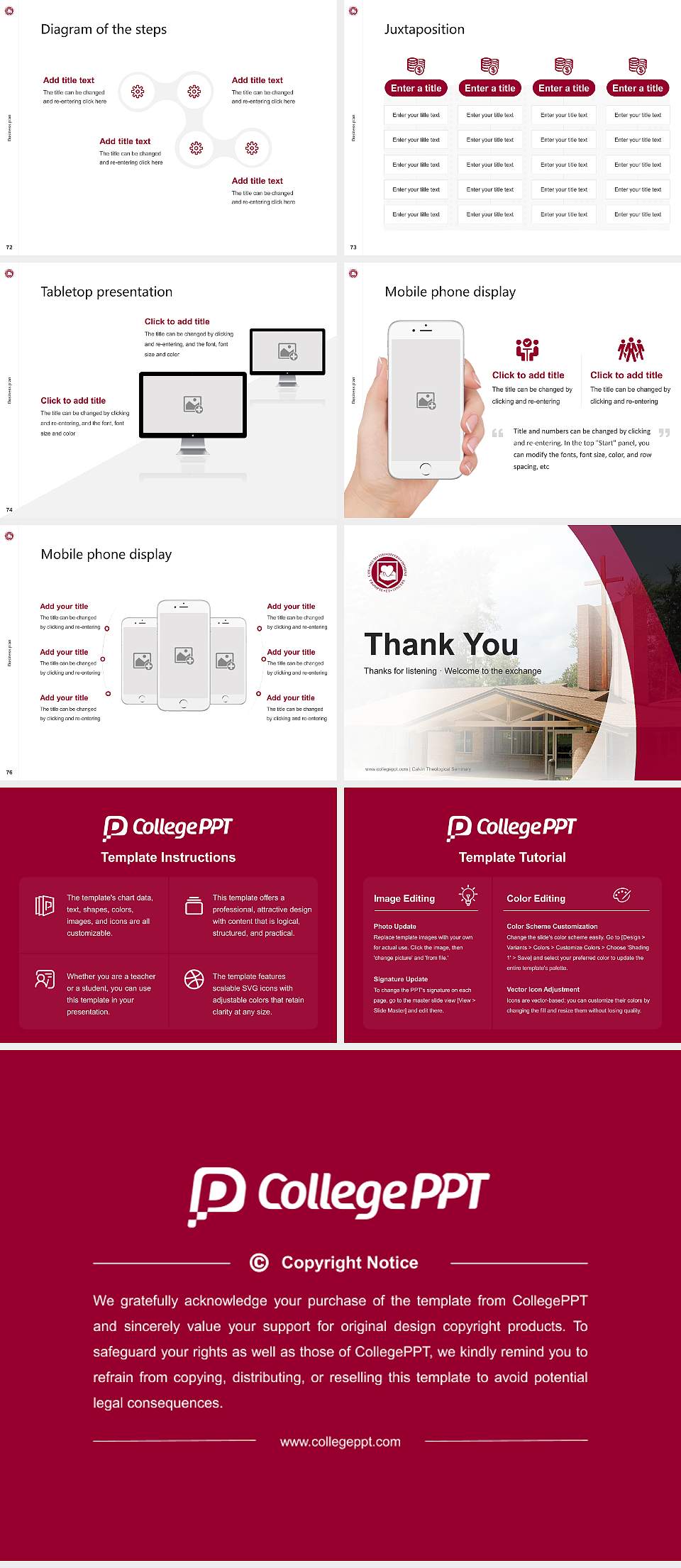 Calvin Theological Seminary Competition/Entrepreneurship Contest PPT Template4:3 ratio PPT effect preview image9