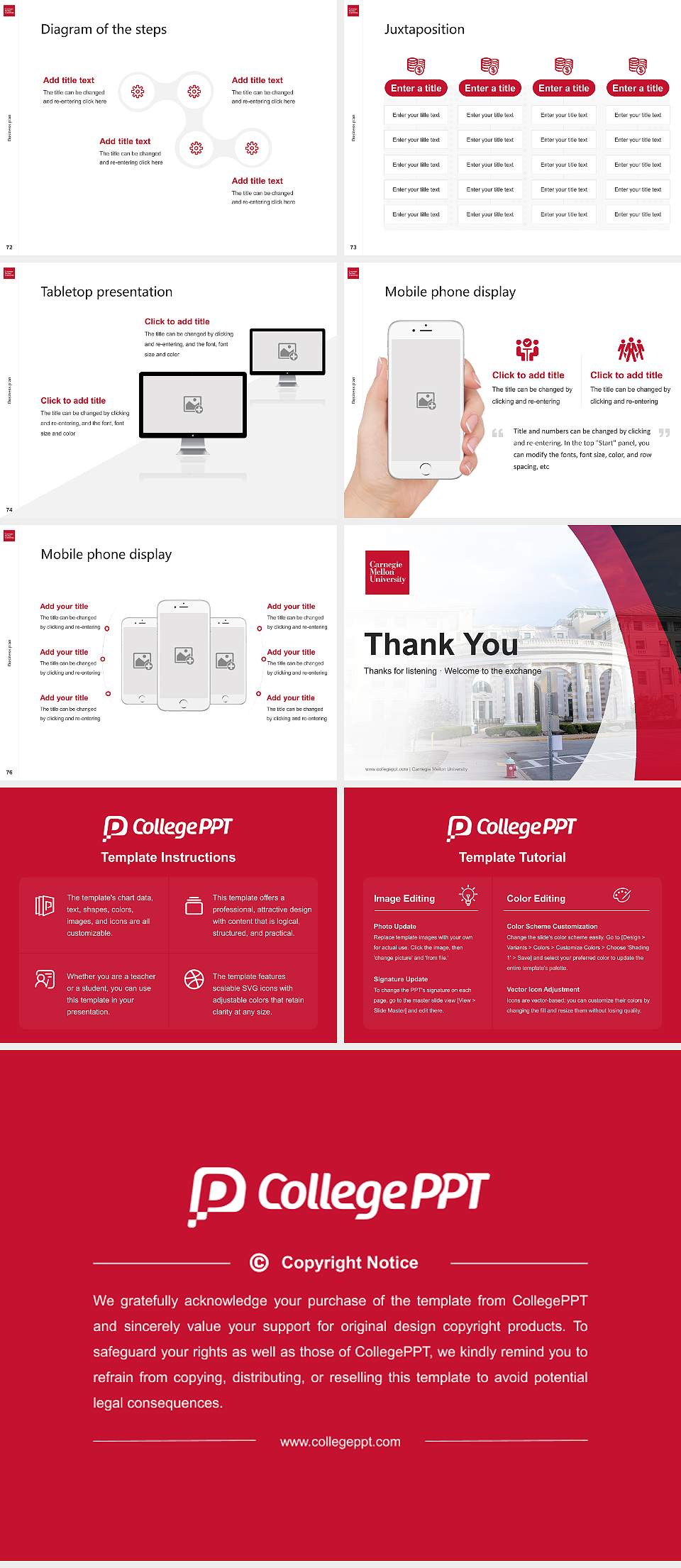 Carnegie Mellon University Competition/Entrepreneurship Contest PPT Template4:3 ratio PPT effect preview image9