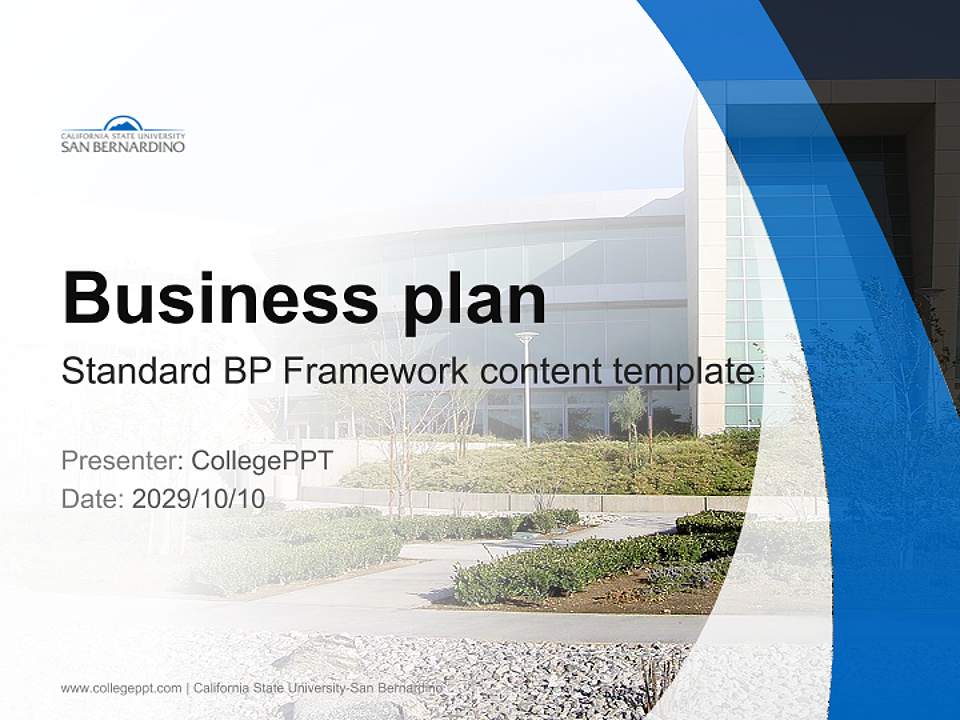 California State University-San Bernardino Competition/Entrepreneurship Contest PPT Template4:3 ratio PPT effect preview image9