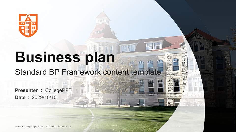 Carroll University Competition/Entrepreneurship Contest PPT Template16:9 ratio PPT effect preview image