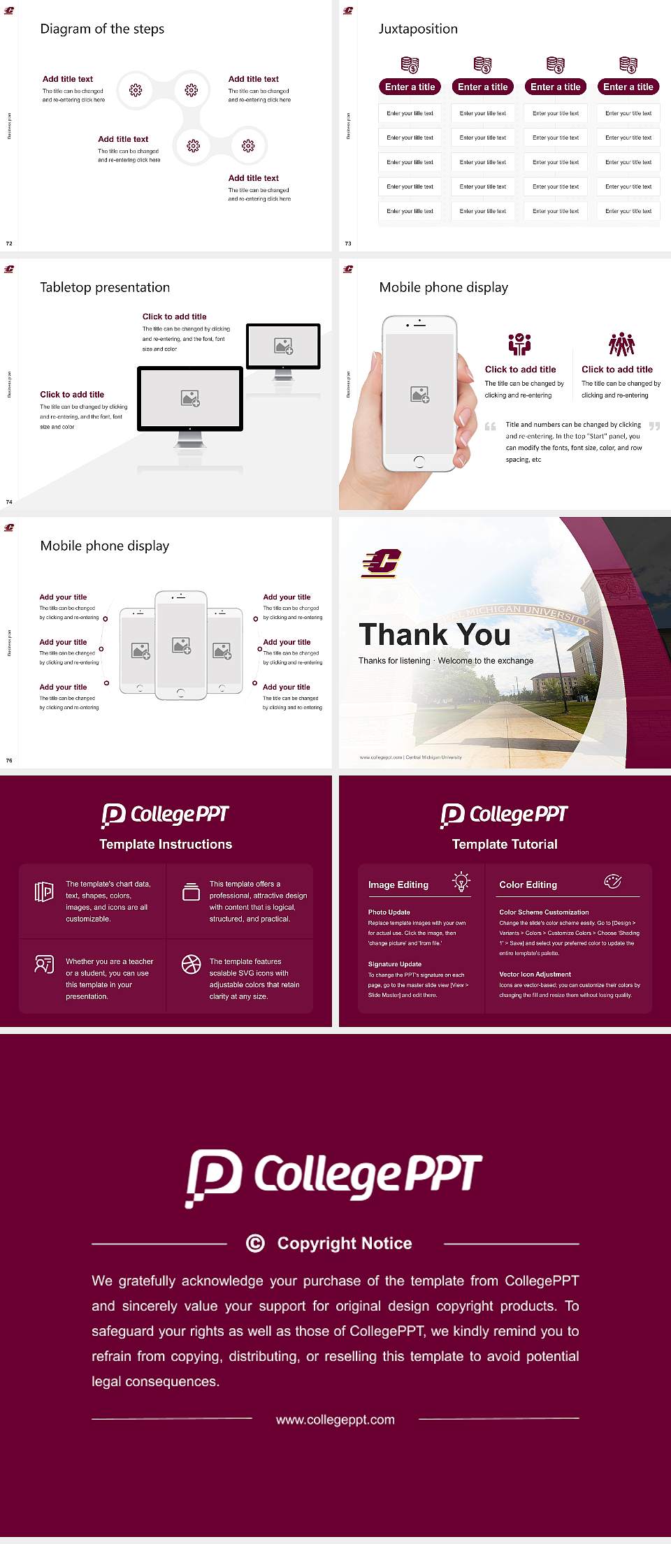 Central Michigan University Competition/Entrepreneurship Contest PPT Template4:3 ratio PPT effect preview image9