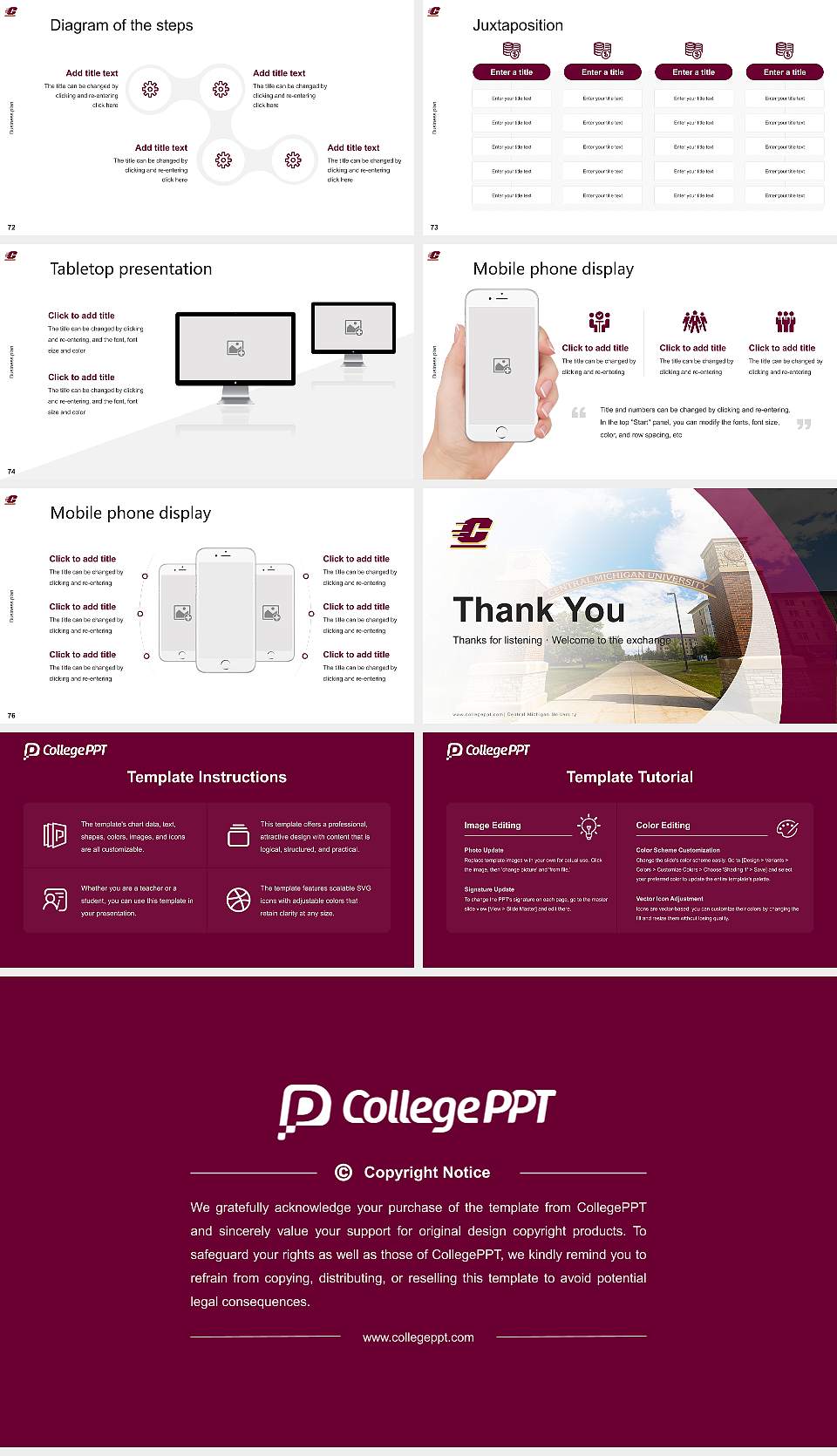 Central Michigan University Competition/Entrepreneurship Contest PPT Template16:9 ratio PPT effect preview image9