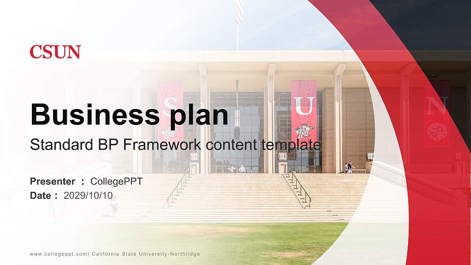California State University-Northridge Competition/Entrepreneurship Contest PPT Template16:9 ratio PPT effect preview image