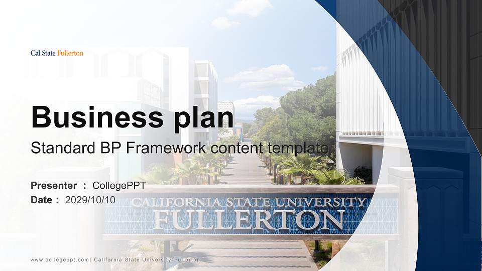 California State University-Fullerton Competition/Entrepreneurship Contest PPT Template16:9 ratio PPT effect preview image