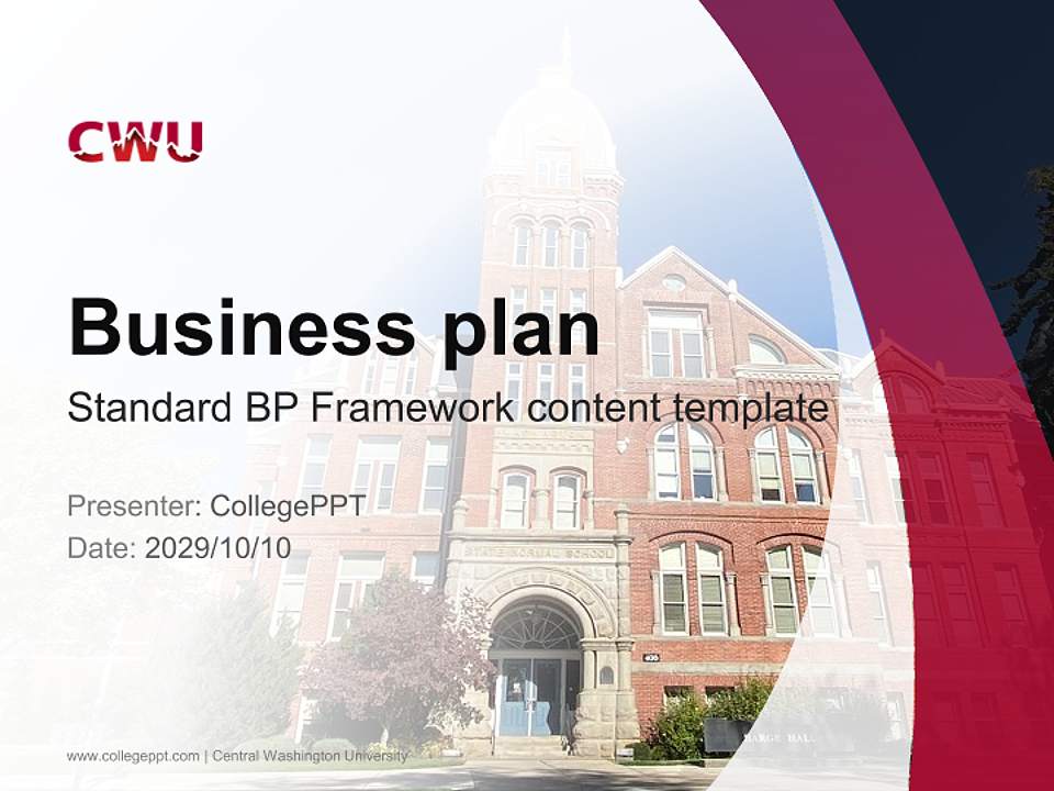 Central Washington University Competition/Entrepreneurship Contest PPT Template4:3 ratio PPT effect preview image9