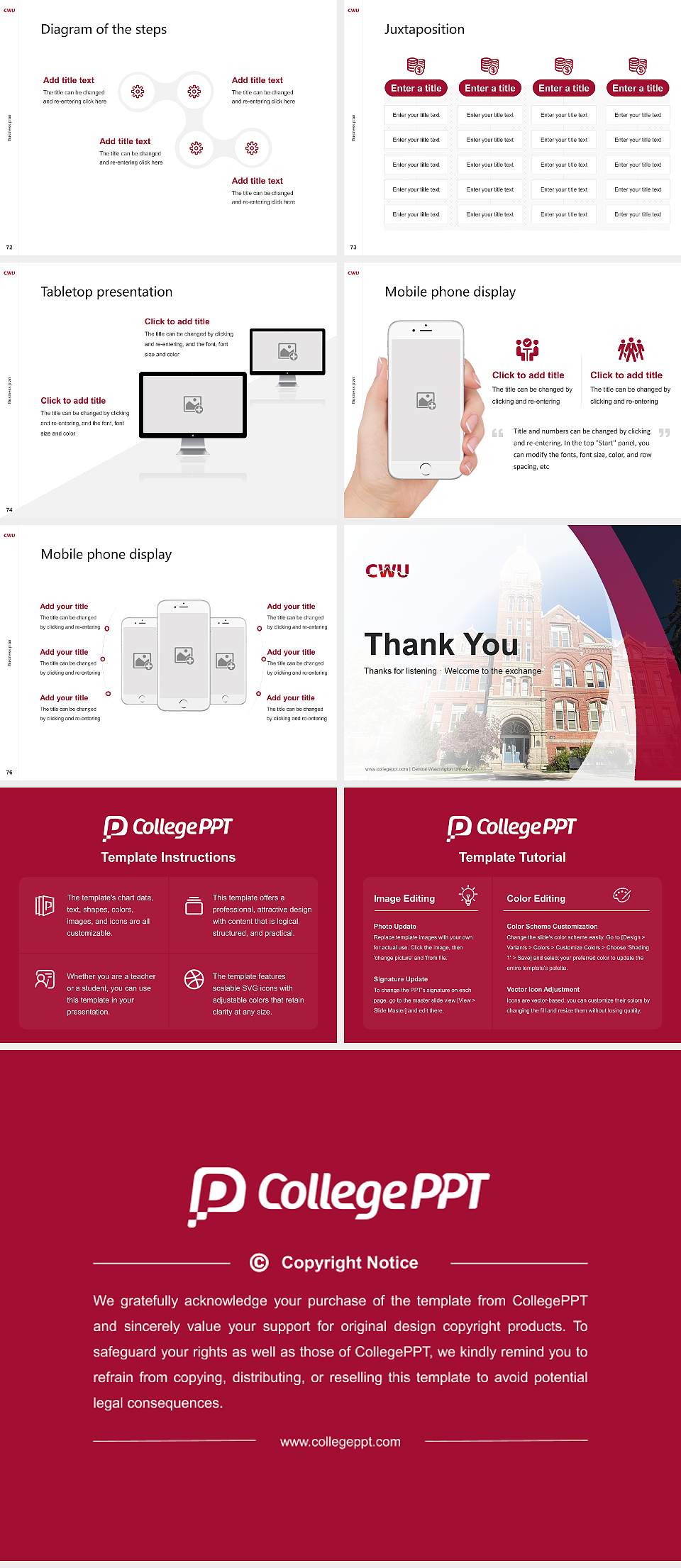 Central Washington University Competition/Entrepreneurship Contest PPT Template4:3 ratio PPT effect preview image9