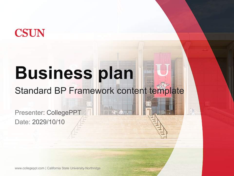 California State University-Northridge Competition/Entrepreneurship Contest PPT Template4:3 ratio PPT effect preview image9