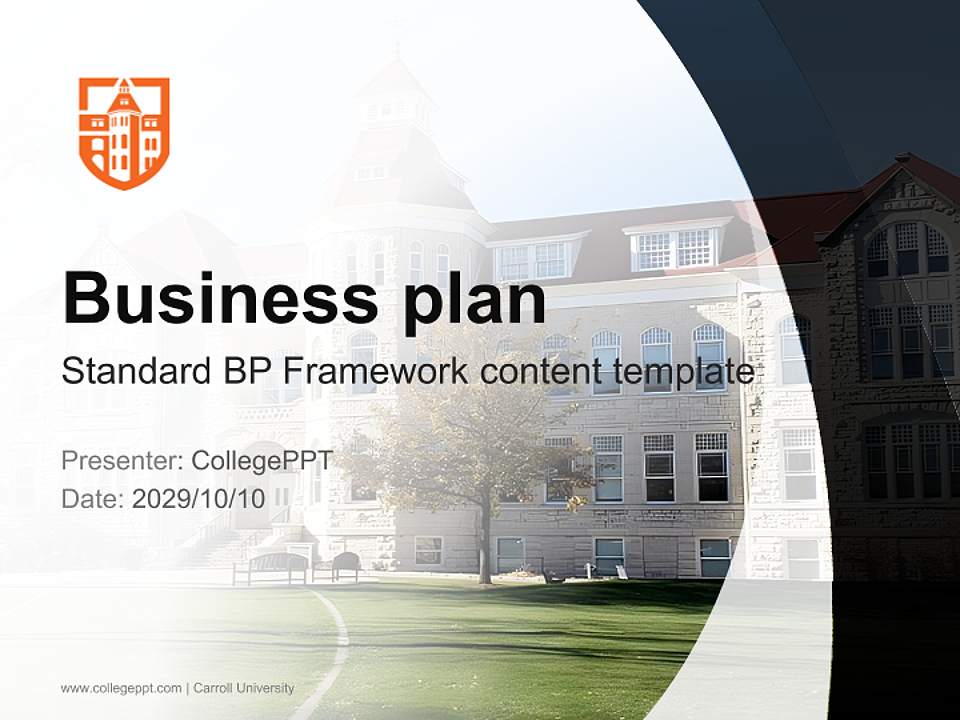 Carroll University Competition/Entrepreneurship Contest PPT Template4:3 ratio PPT effect preview image9