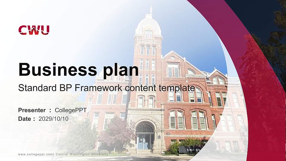 Central Washington University Competition/Entrepreneurship Contest PPT Template16:9 ratio PPT effect preview image