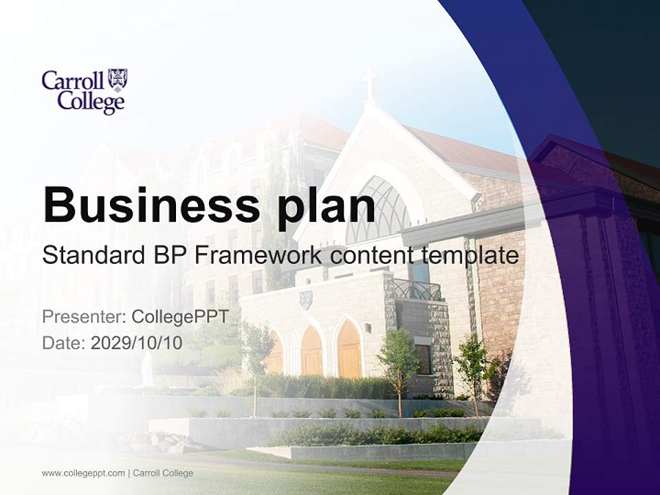 Carroll College Competition/Entrepreneurship Contest PPT Template4:3 ratio PPT effect preview image9