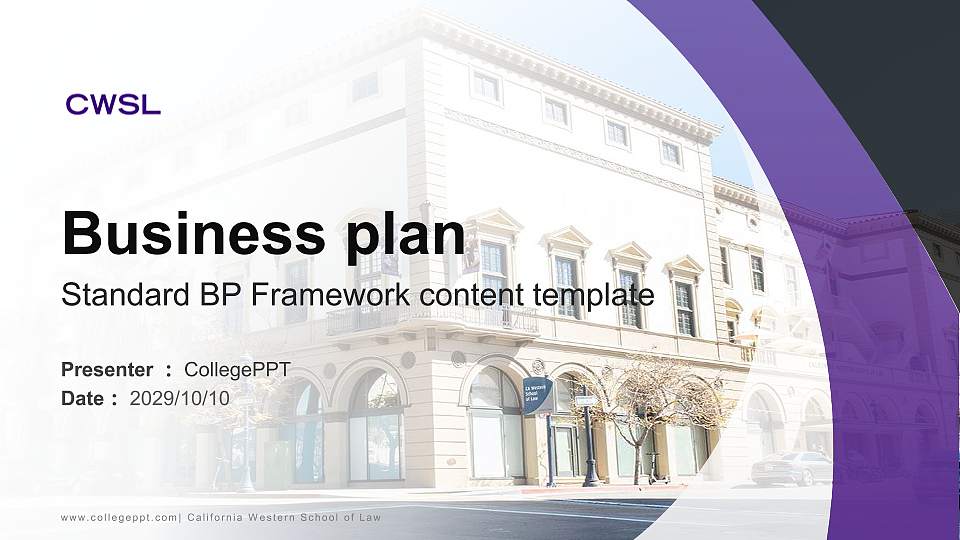 California Western School of Law Competition/Entrepreneurship Contest PPT Template16:9 ratio PPT effect preview image