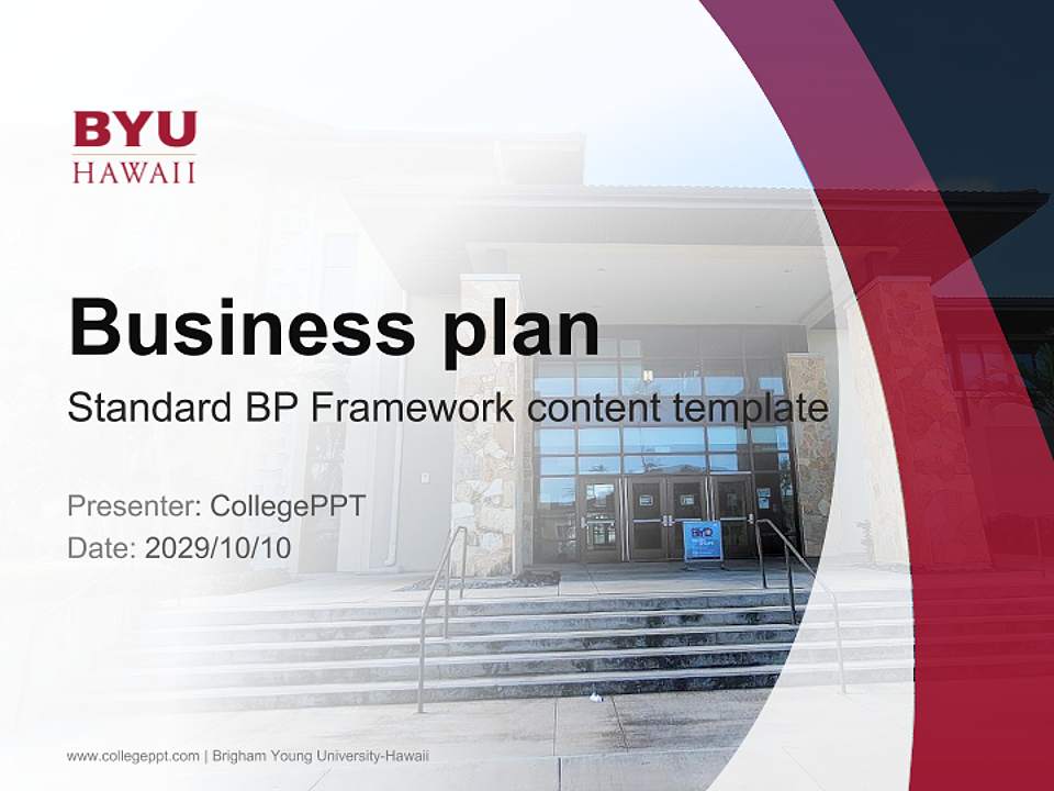 Brigham Young University-Hawaii Competition/Entrepreneurship Contest PPT Template4:3 ratio PPT effect preview image9