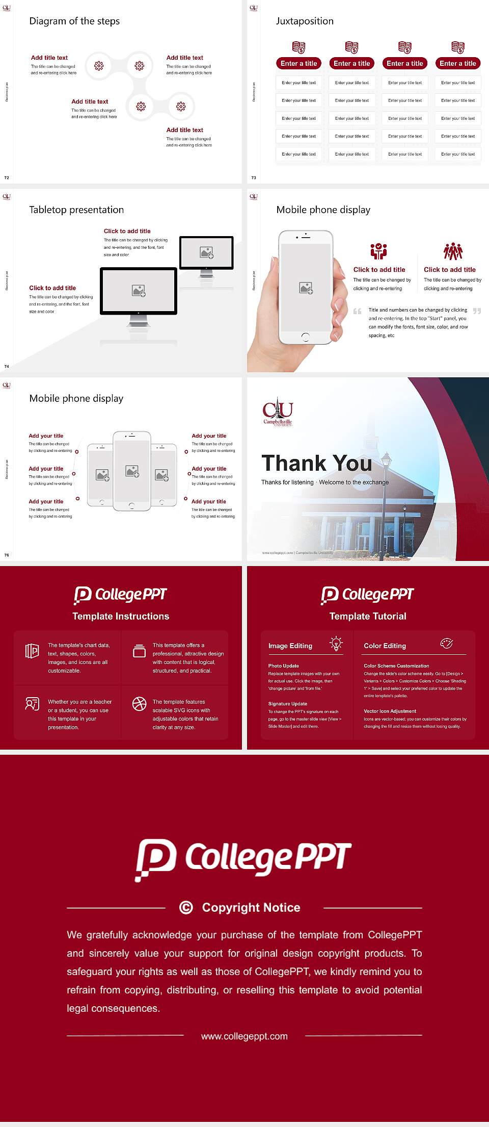 Campbellsville University Competition/Entrepreneurship Contest PPT Template4:3 ratio PPT effect preview image9