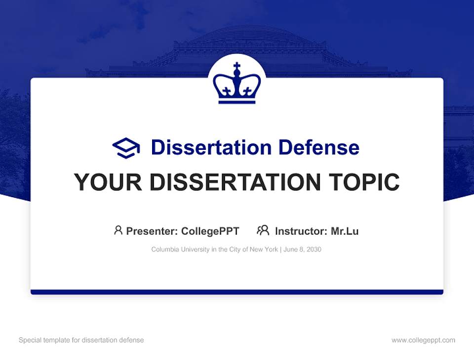 Columbia University in the City of New York Graduation Thesis Defense PPT Template4:3 ratio PPT effect preview image7