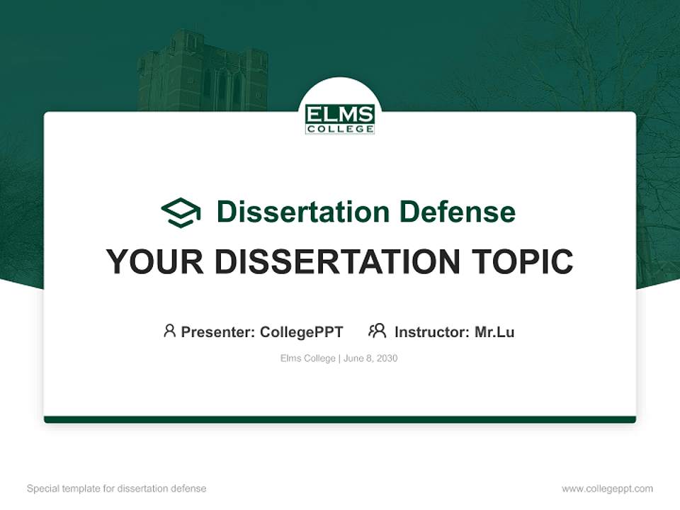 Elms College Graduation Thesis Defense PPT Template4:3 ratio PPT effect preview image7
