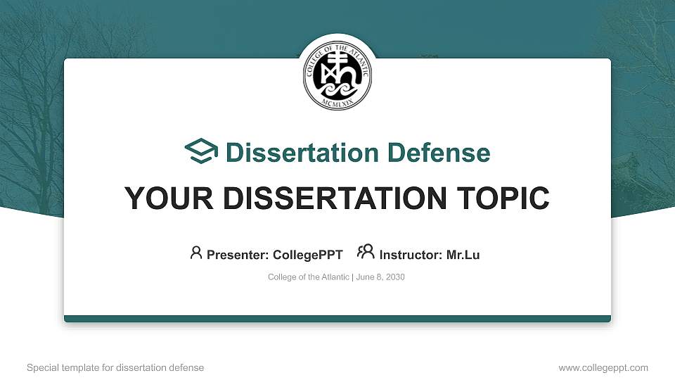 College of the Atlantic Graduation Thesis Defense PPT Template16:9 ratio PPT effect preview image