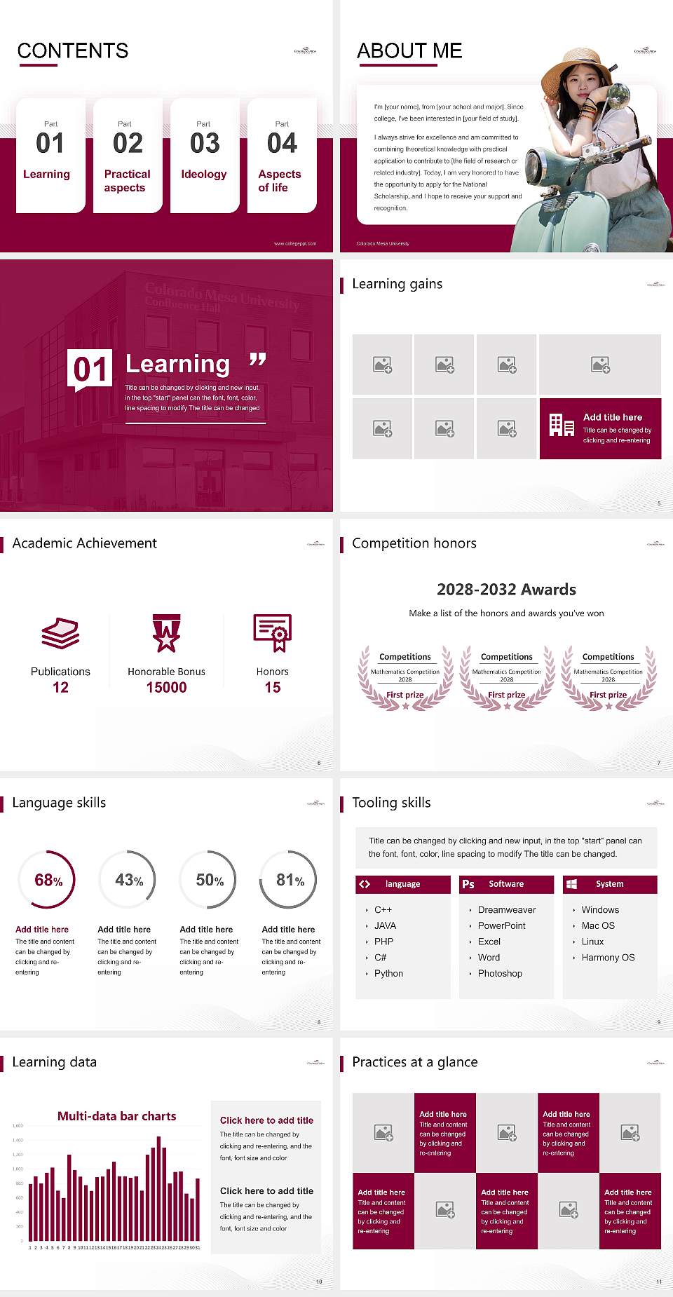 Colorado Mesa University National Scholarship Defense PPT Template4:3 ratio PPT effect preview image2