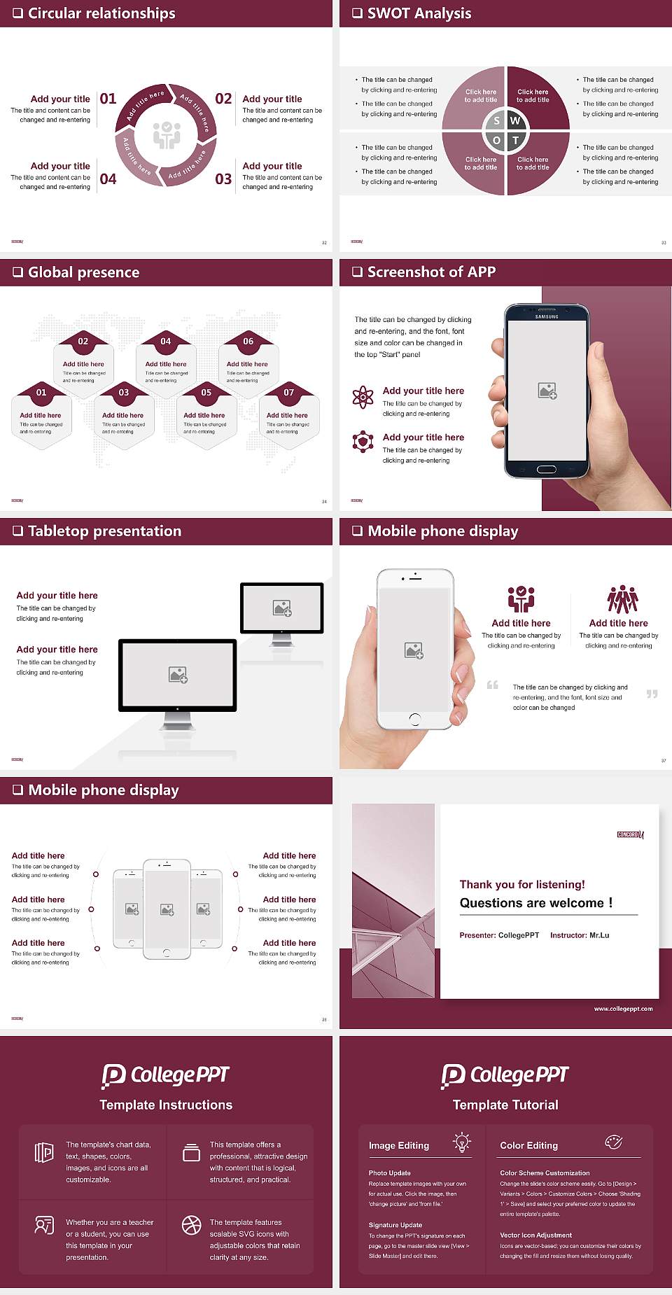 Concord University General Purpose PPT Template4:3 ratio PPT effect preview image5
