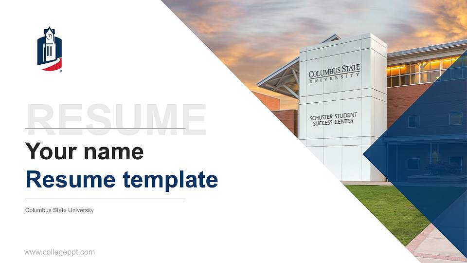 Columbus State University Resume PPT Template16:9 ratio PPT effect preview image