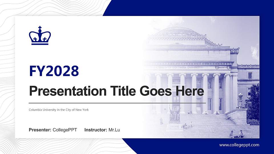 Columbia University in the City of New York Academic Presentation/Research Findings Report PPT Template16:9 ratio PPT effect preview image