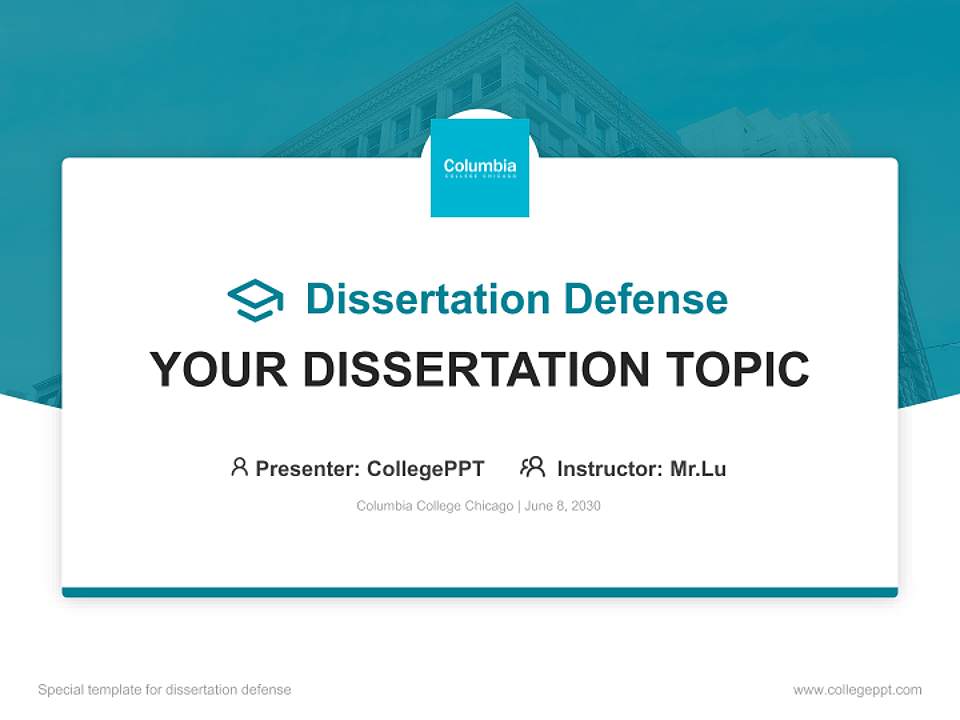 Columbia College Chicago Graduation Thesis Defense PPT Template4:3 ratio PPT effect preview image7