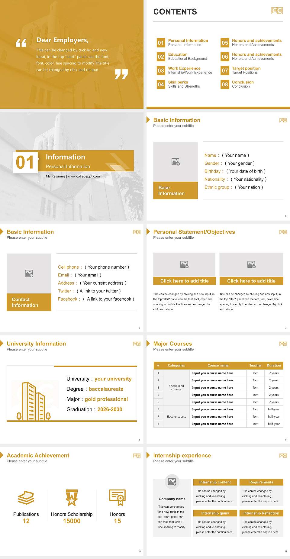 Colorado College Resume PPT Template4:3 ratio PPT effect preview image2