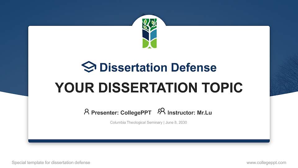 Columbia Theological Seminary Graduation Thesis Defense PPT Template16:9 ratio PPT effect preview image