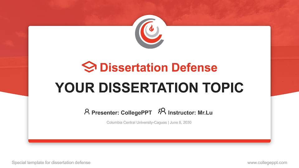 Columbia Central University-Caguas Graduation Thesis Defense PPT Template16:9 ratio PPT effect preview image