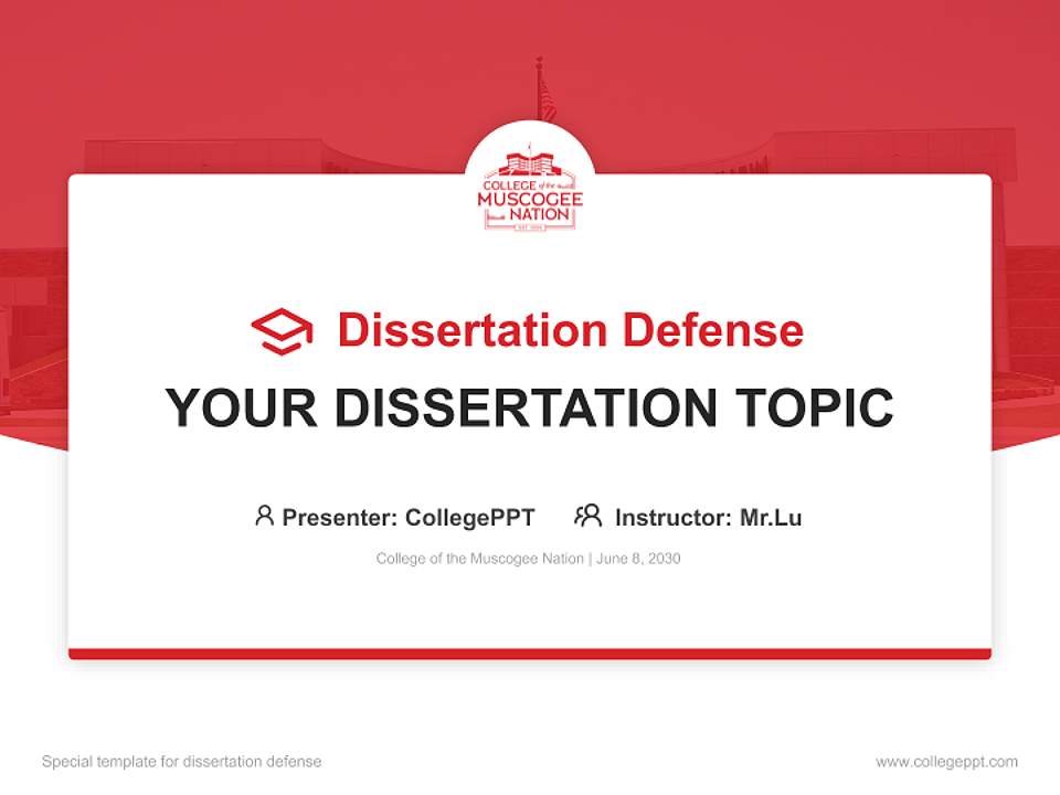 College of the Muscogee Nation Graduation Thesis Defense PPT Template4:3 ratio PPT effect preview image1