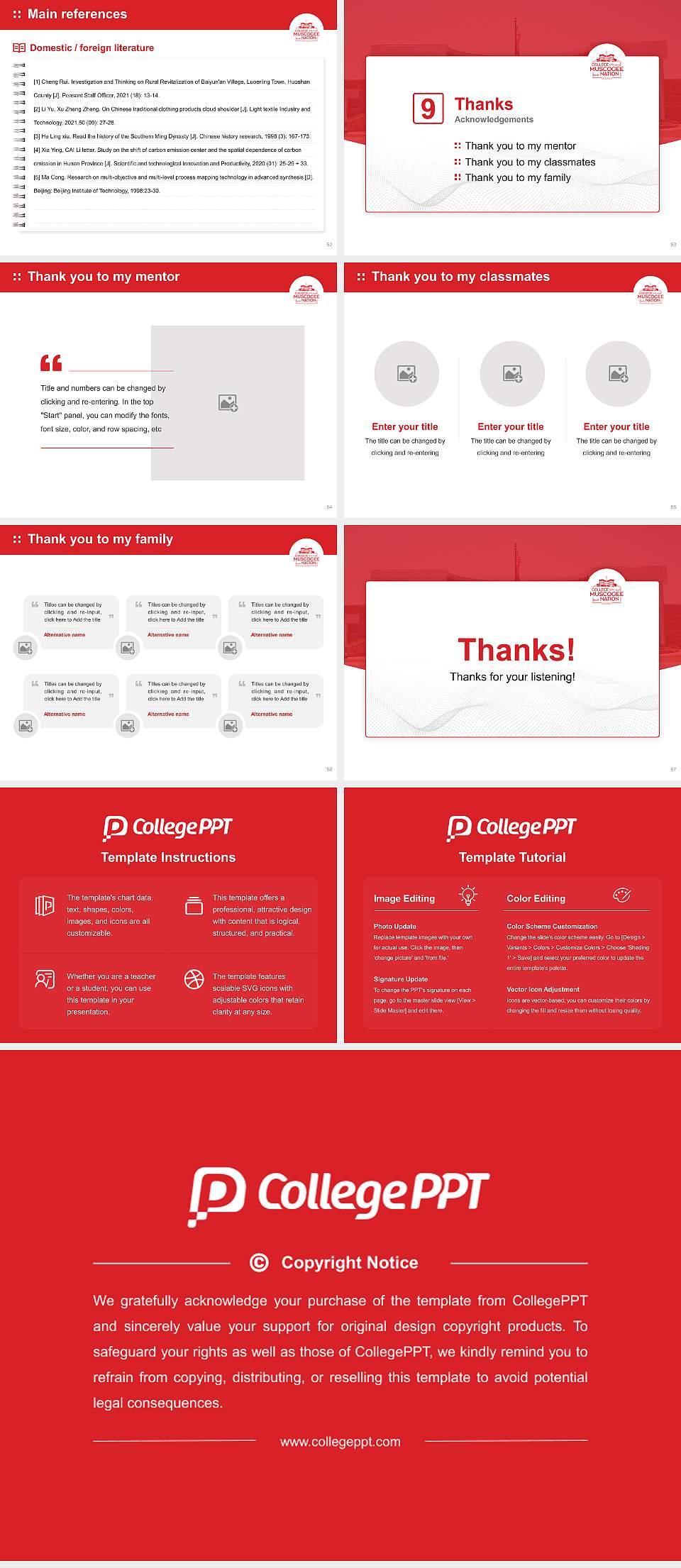 College of the Muscogee Nation Graduation Thesis Defense PPT Template4:3 ratio PPT effect preview image7