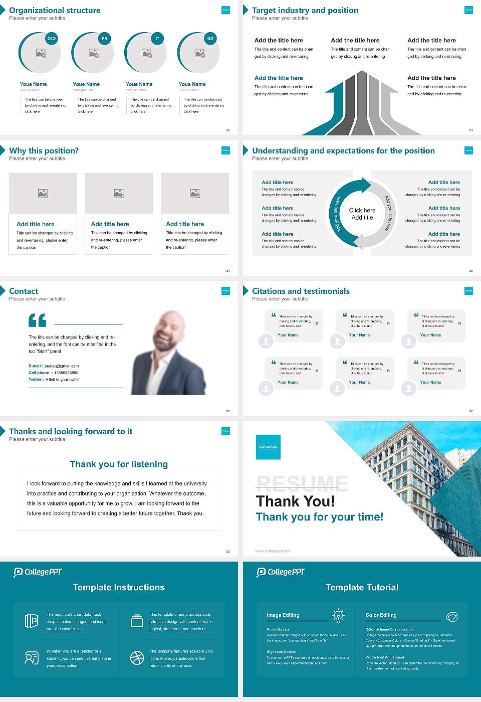 Columbia College Chicago Resume PPT Template16:9 ratio PPT effect preview image4