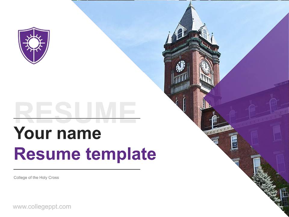 College of the Holy Cross Resume PPT Template4:3 ratio PPT effect preview image5