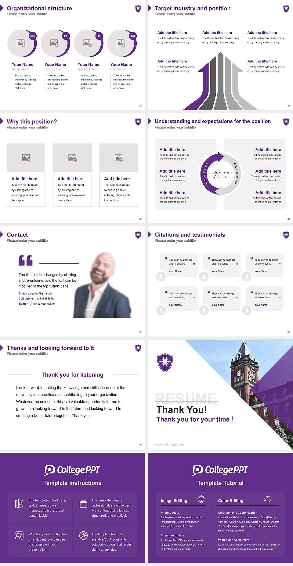 College of the Holy Cross Resume PPT Template4:3 ratio PPT effect preview image4