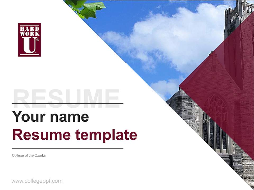 College of the Ozarks Resume PPT Template4:3 ratio PPT effect preview image5