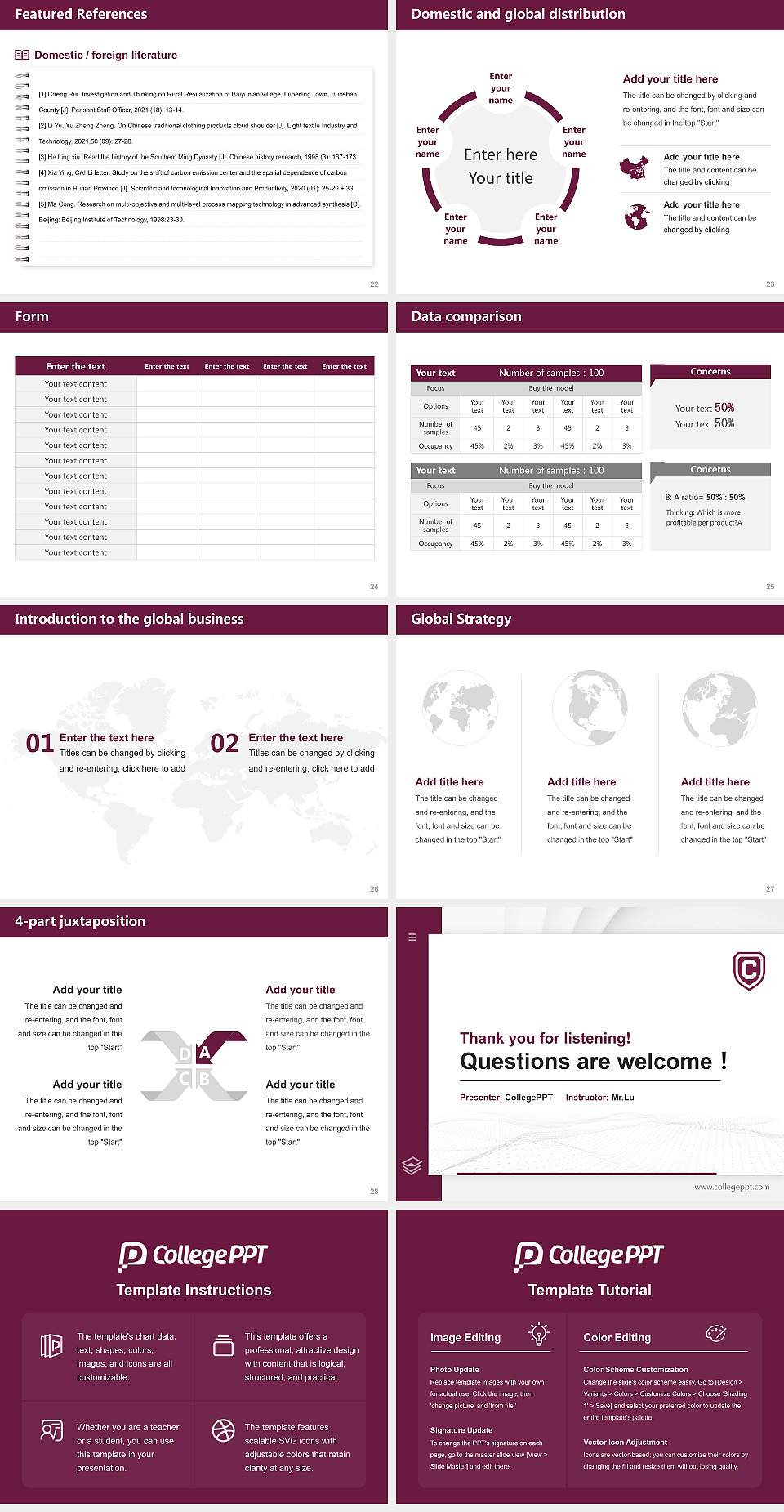 Concordia College Thesis Proposal/Graduation Defense PPT Template4:3 ratio PPT effect preview image4