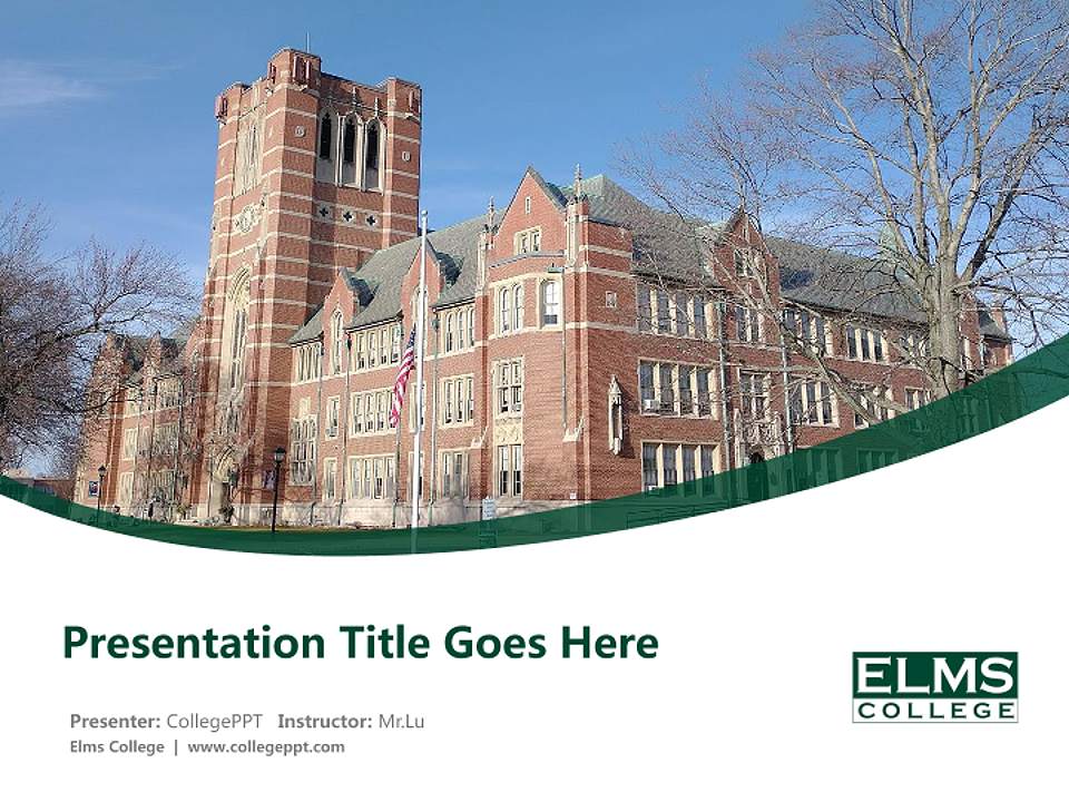 Elms College Course/Courseware Creation PPT Template4:3 ratio PPT effect preview image5