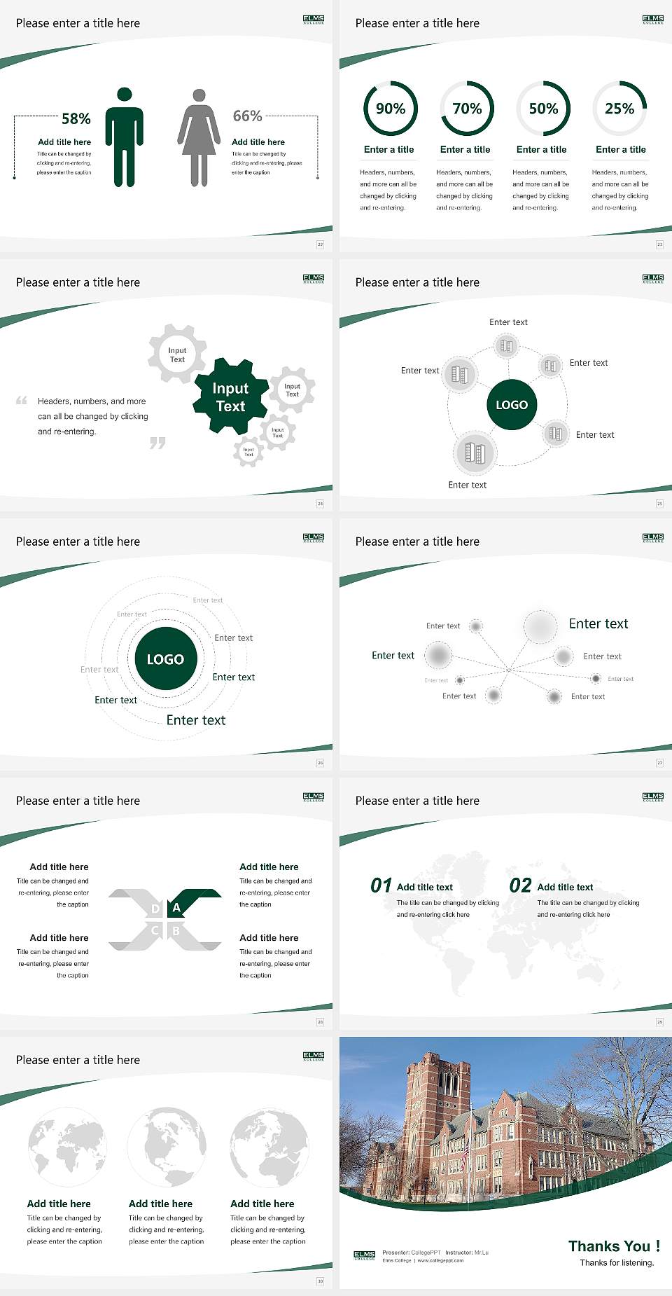 Elms College Course/Courseware Creation PPT Template4:3 ratio PPT effect preview image4