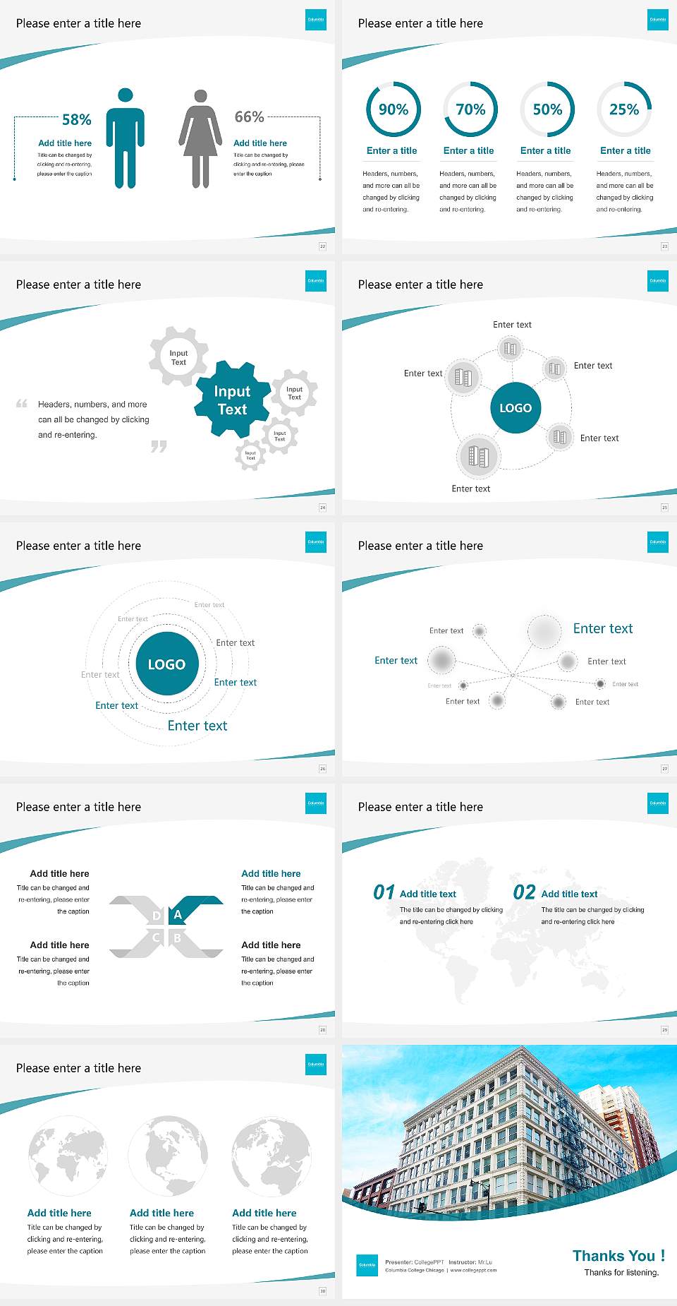 Columbia College Chicago Course/Courseware Creation PPT Template4:3 ratio PPT effect preview image4