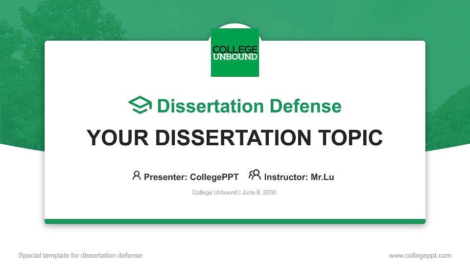 College Unbound Graduation Thesis Defense PPT Template16:9 ratio PPT effect preview image
