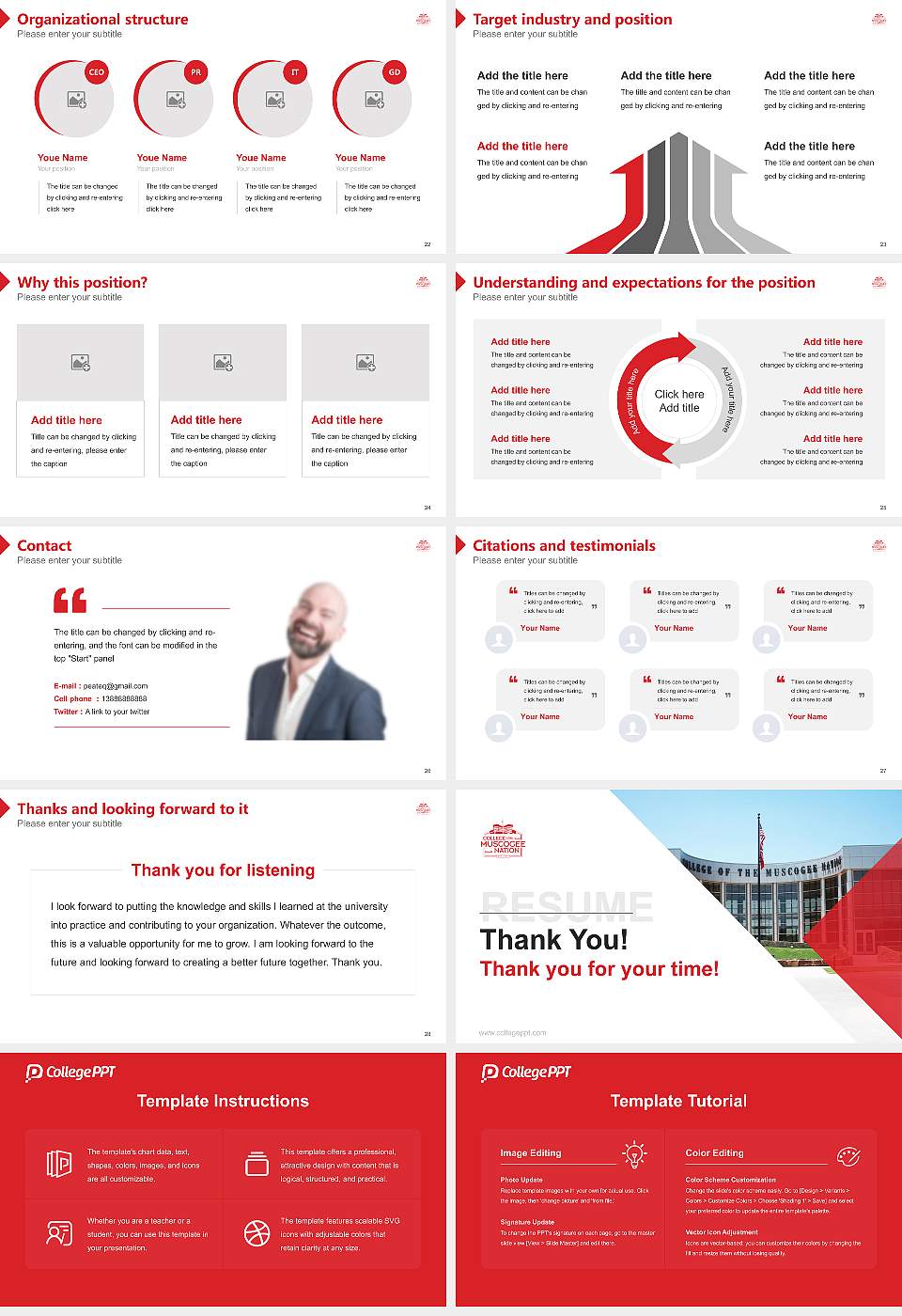 College of the Muscogee Nation Resume PPT Template16:9 ratio PPT effect preview image4