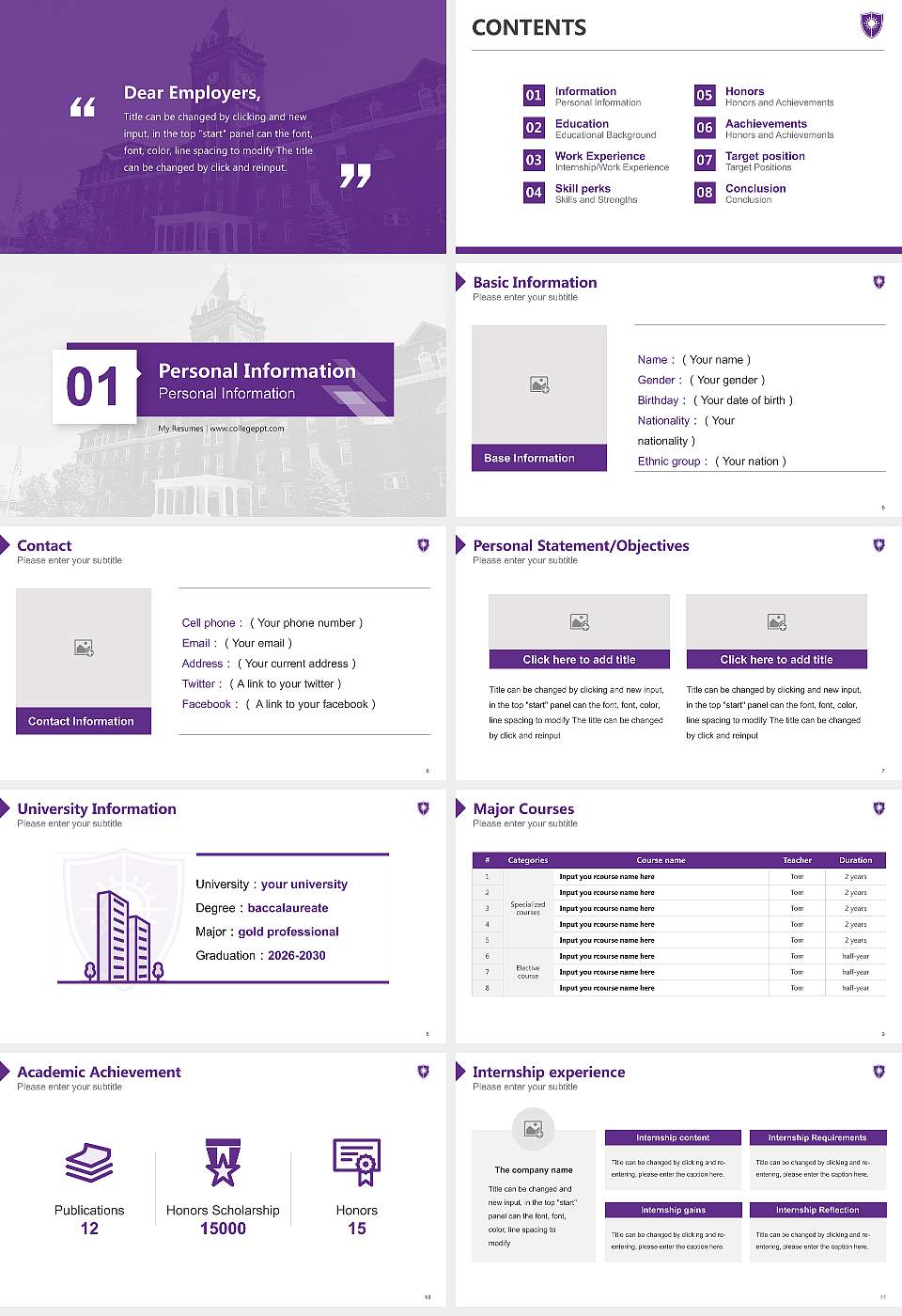 College of the Holy Cross Resume PPT Template16:9 ratio PPT effect preview image2