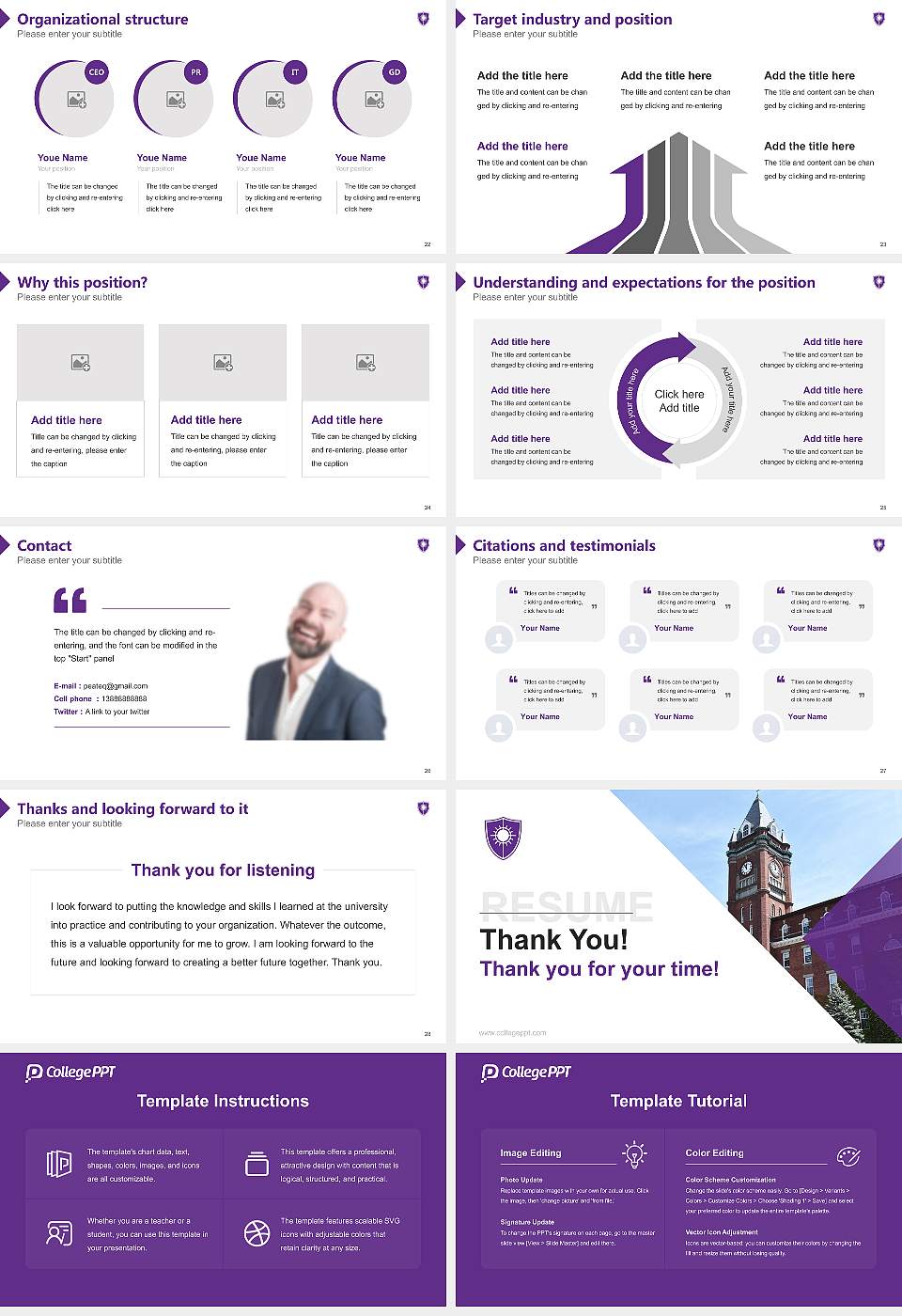 College of the Holy Cross Resume PPT Template16:9 ratio PPT effect preview image4
