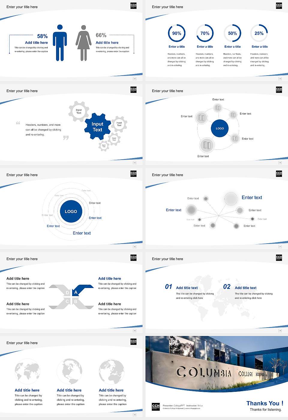 Columbia College Hollywood Course/Courseware Creation PPT Template16:9 ratio PPT effect preview image4