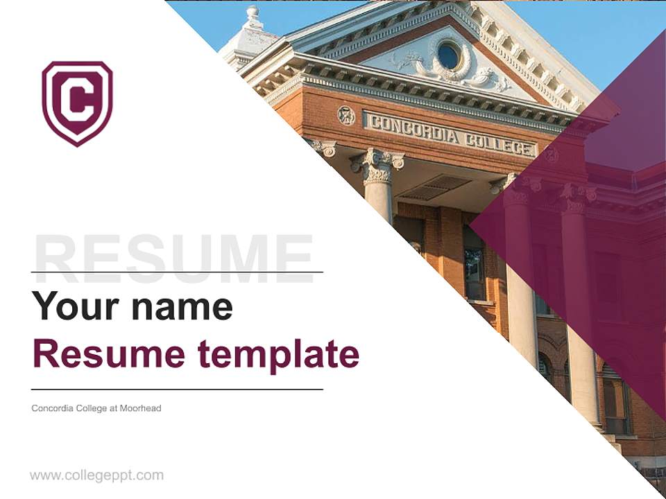 Concordia College at Moorhead Resume PPT Template4:3 ratio PPT effect preview image5