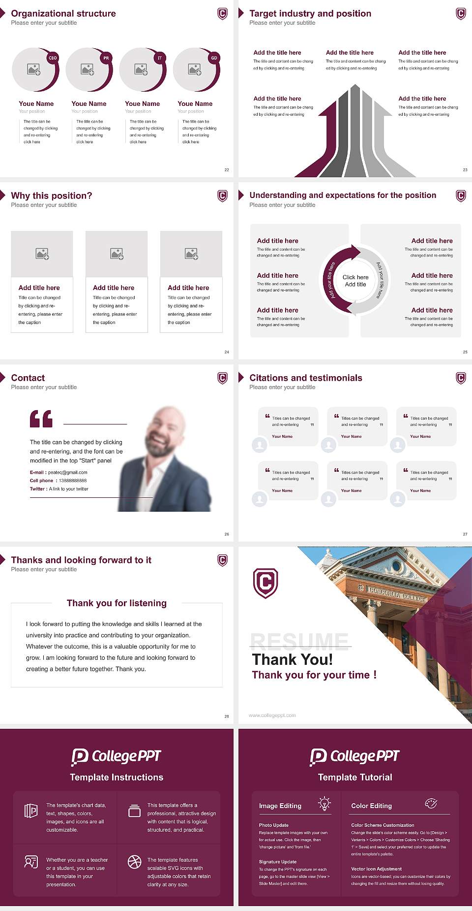 Concordia College at Moorhead Resume PPT Template4:3 ratio PPT effect preview image4